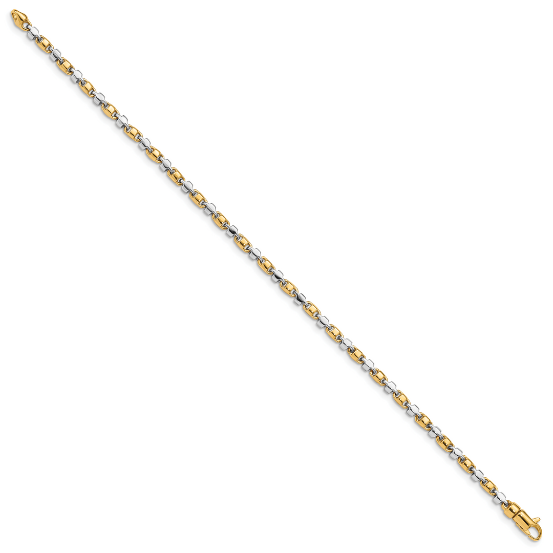 14k Two-tone 2.6mm Hand-polished Fancy Link Bracelet