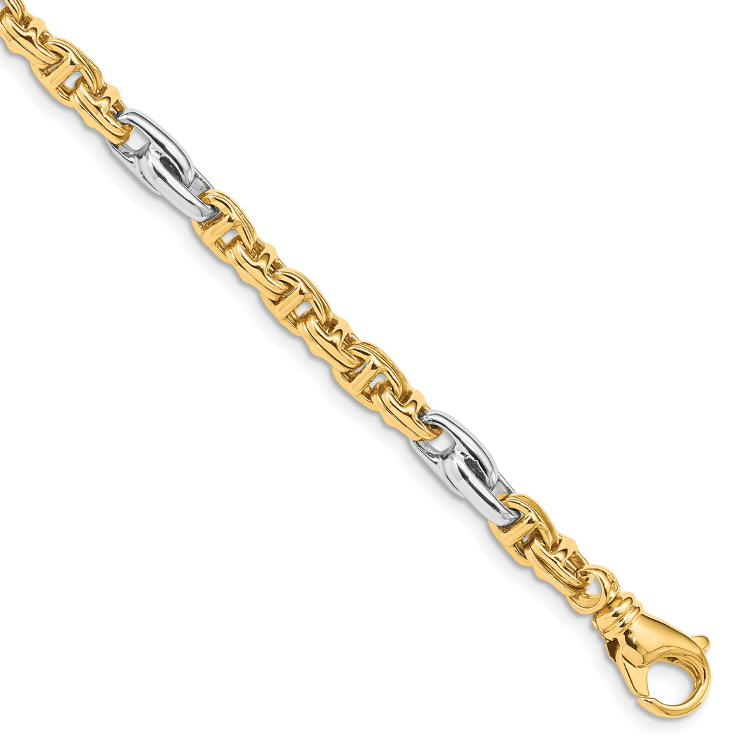 14k Two-tone 5.38mm Hand-polished Fancy Link Bracelet