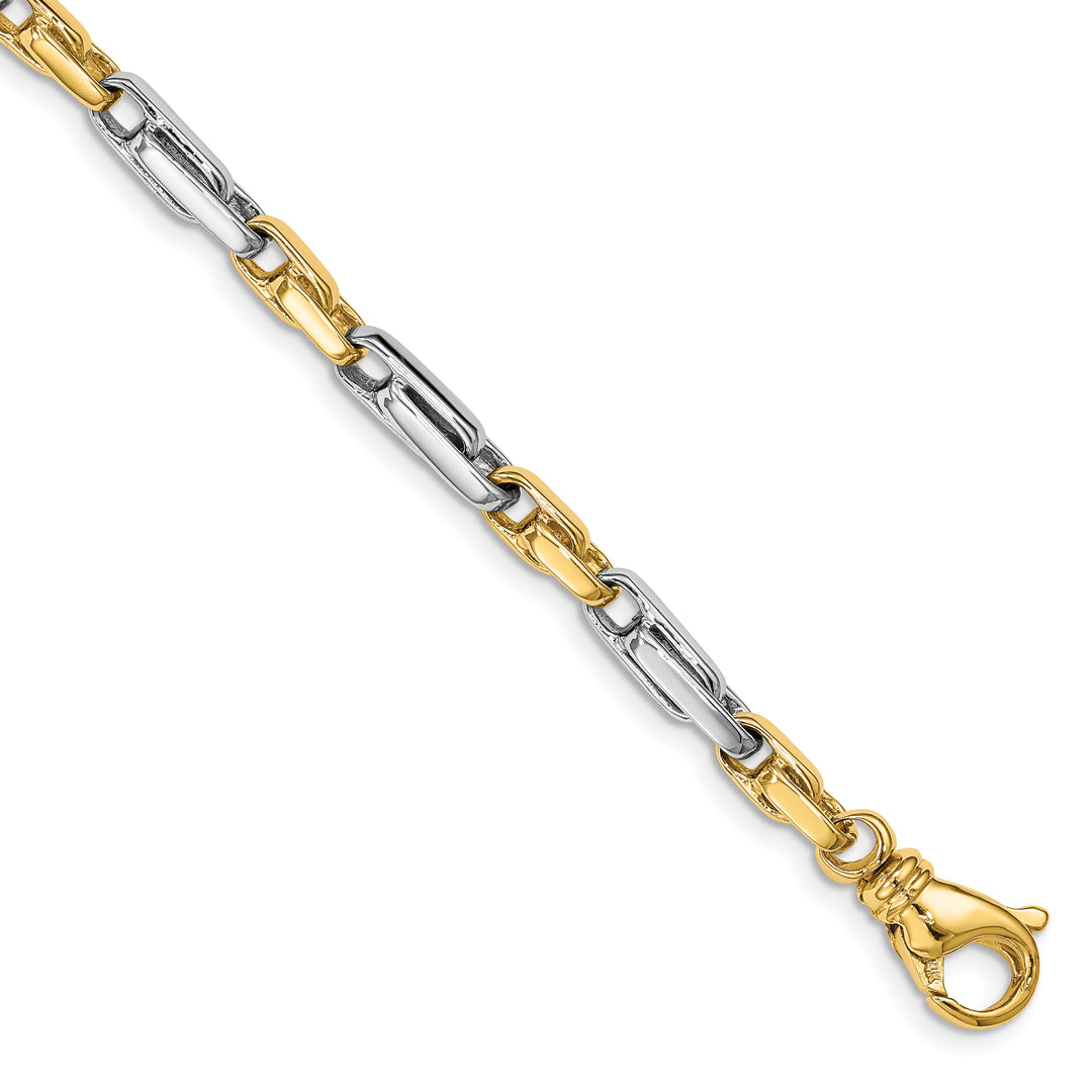 14k Two-tone Hand Polished 5mm Fancy Link Chain