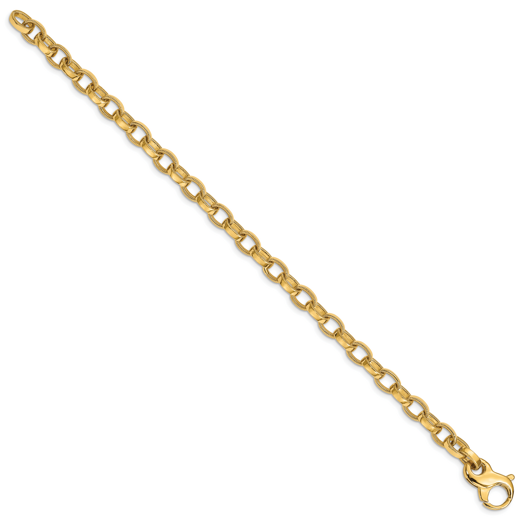 14K 6.2mm Hand-polished Fancy Link Bracelet