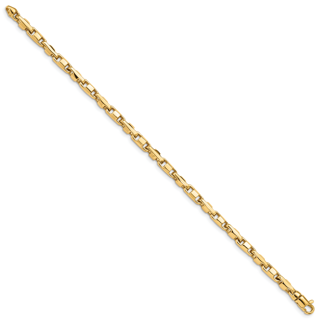 14K 4mm Hand-polished Fancy Link Bracelet