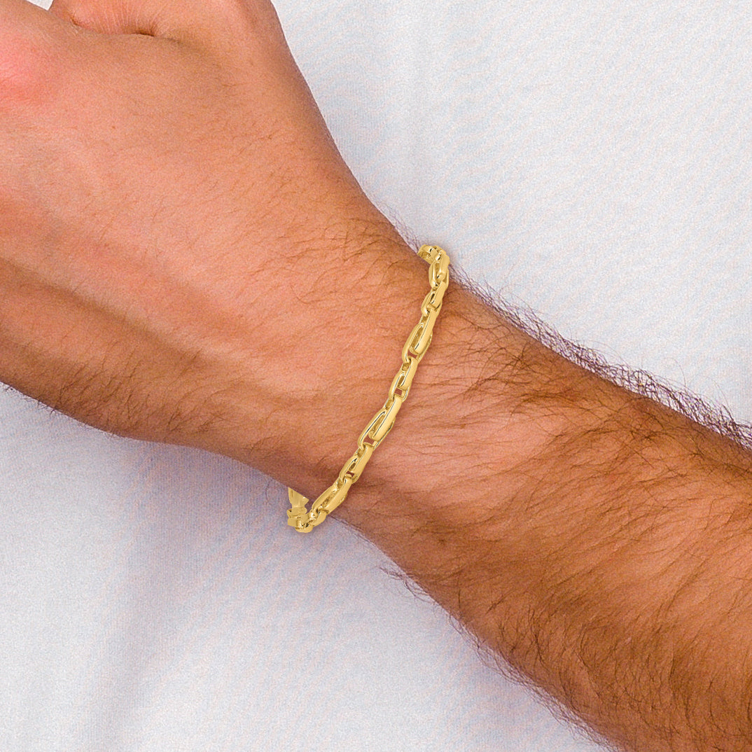 14k 5mm Hand-polished Fancy Link Chain