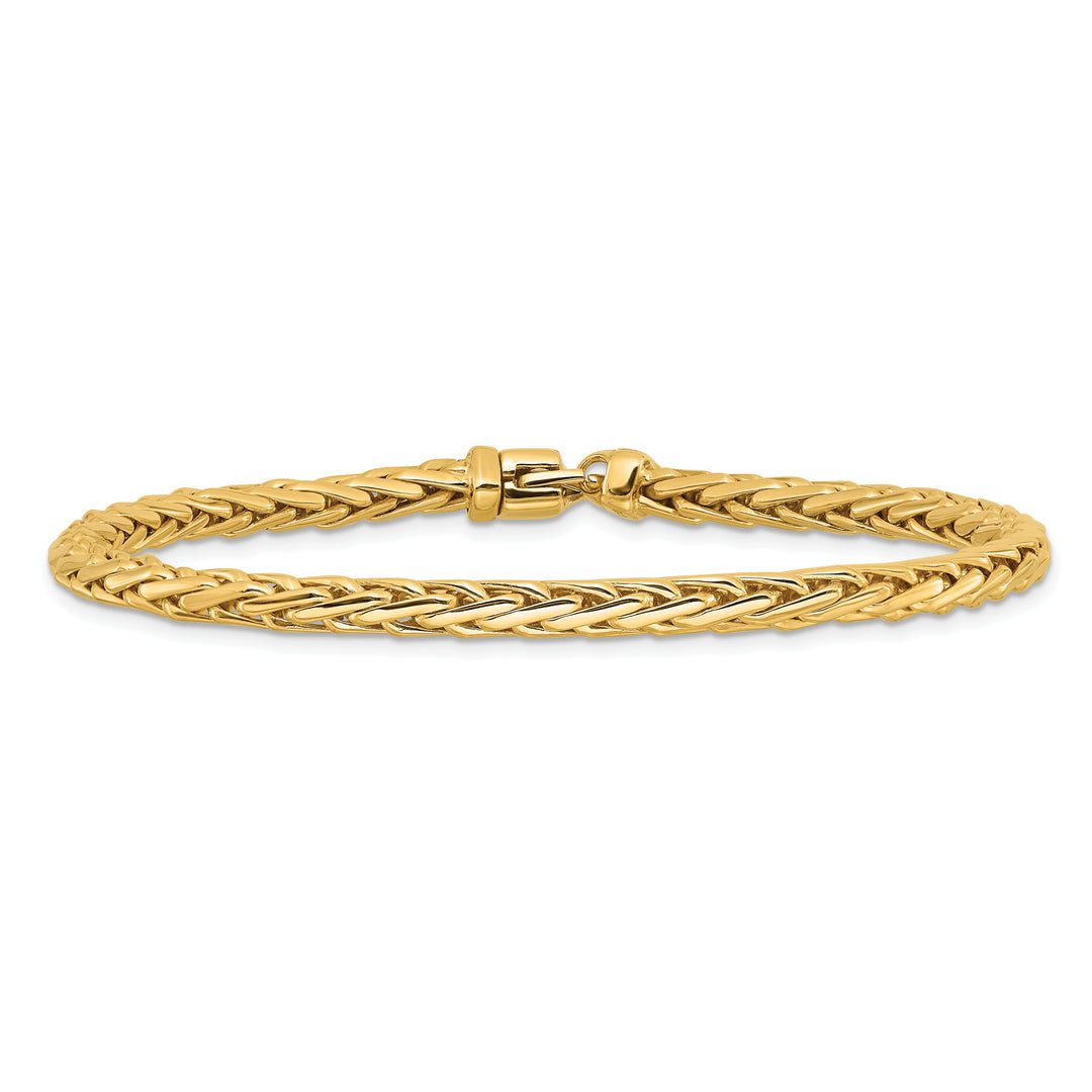 14K 4.4mm Hand-polished Flat-Edged Woven Link Bracelet