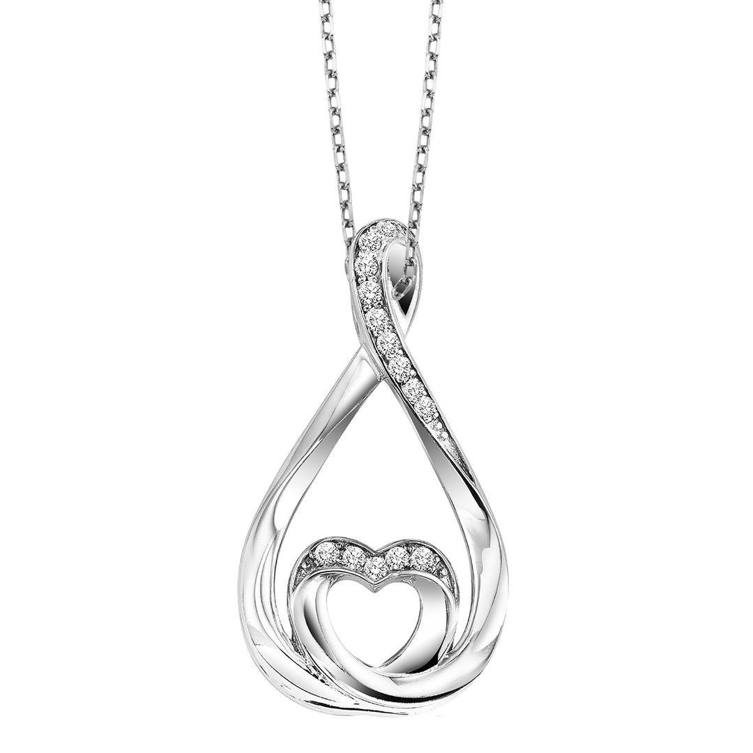 Silver White Diamond 1/20Ctw Pendant