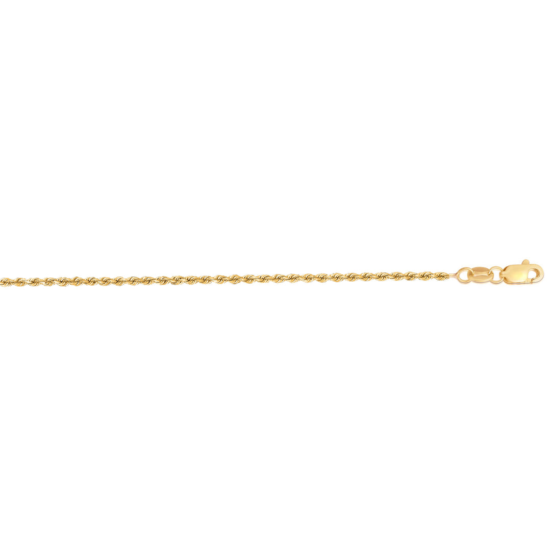 14K Gold 16"" 1.4mm Diamond Cut Royal Rope Chain
