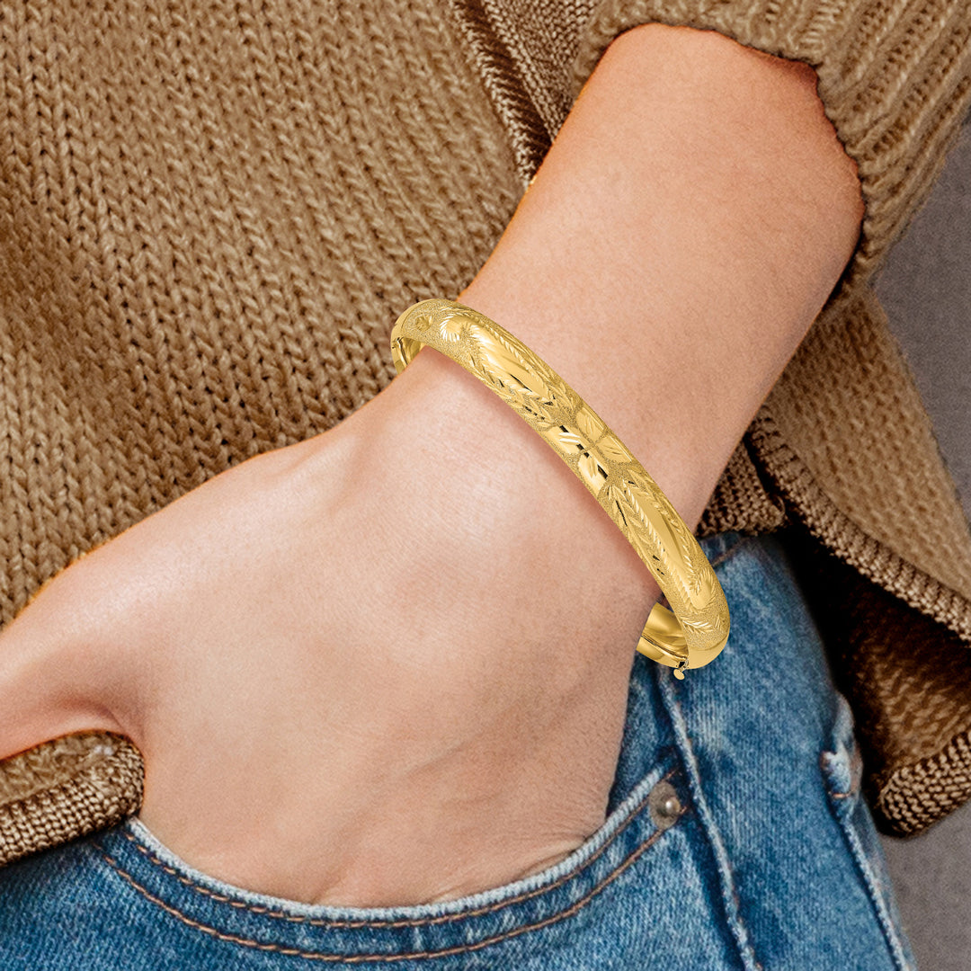 14k 5/16 Laser Cut Hinged Bangle Bracelet