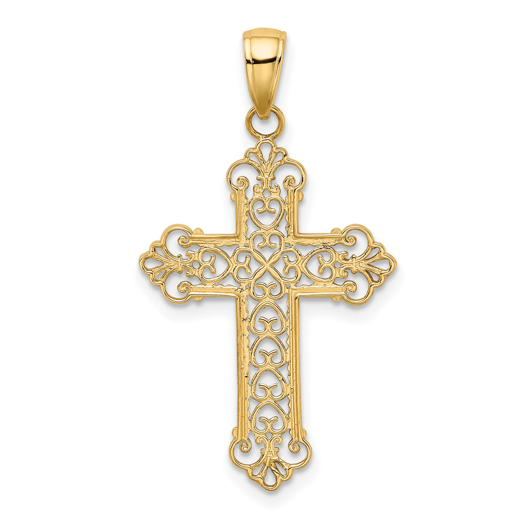 14k Fleur De Lis Cross Charm