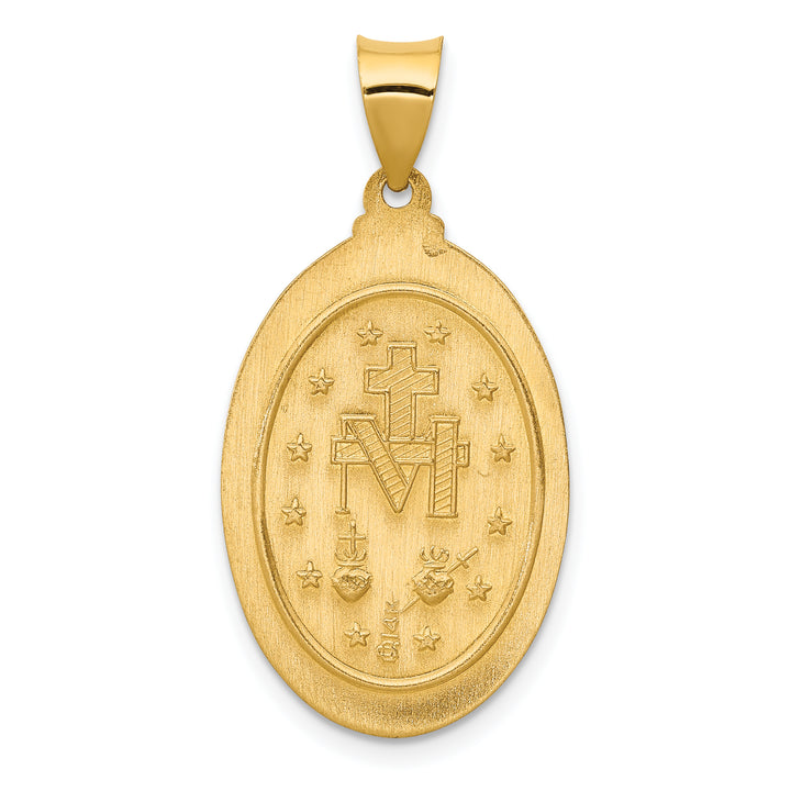 14k Hollow Miraculous Medal Oval Pendant