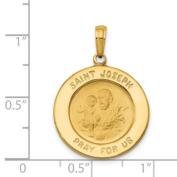 14k Saint Joseph Medal Pendant Polished and Satin-Solid