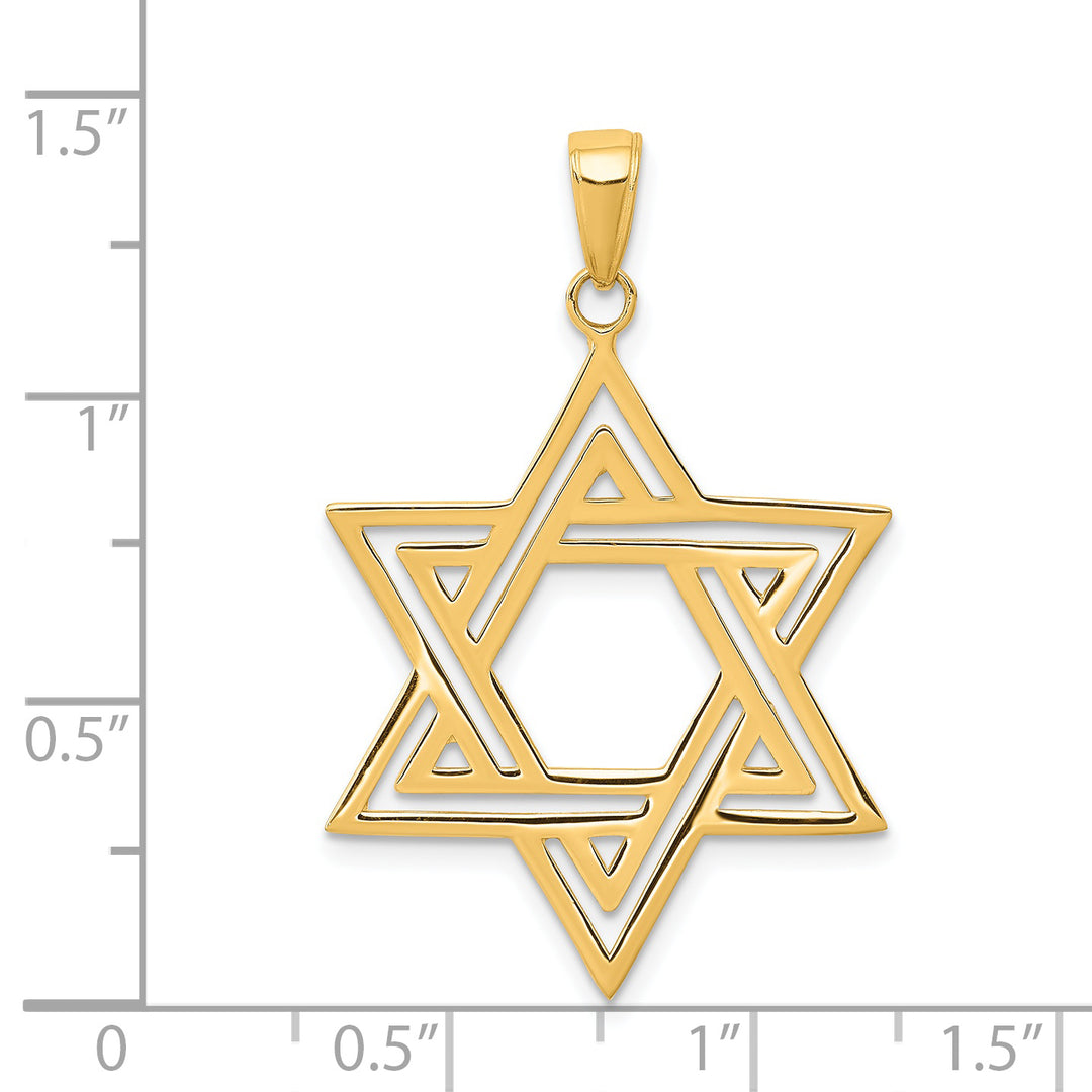 14k Solid Polished Star of David Charm