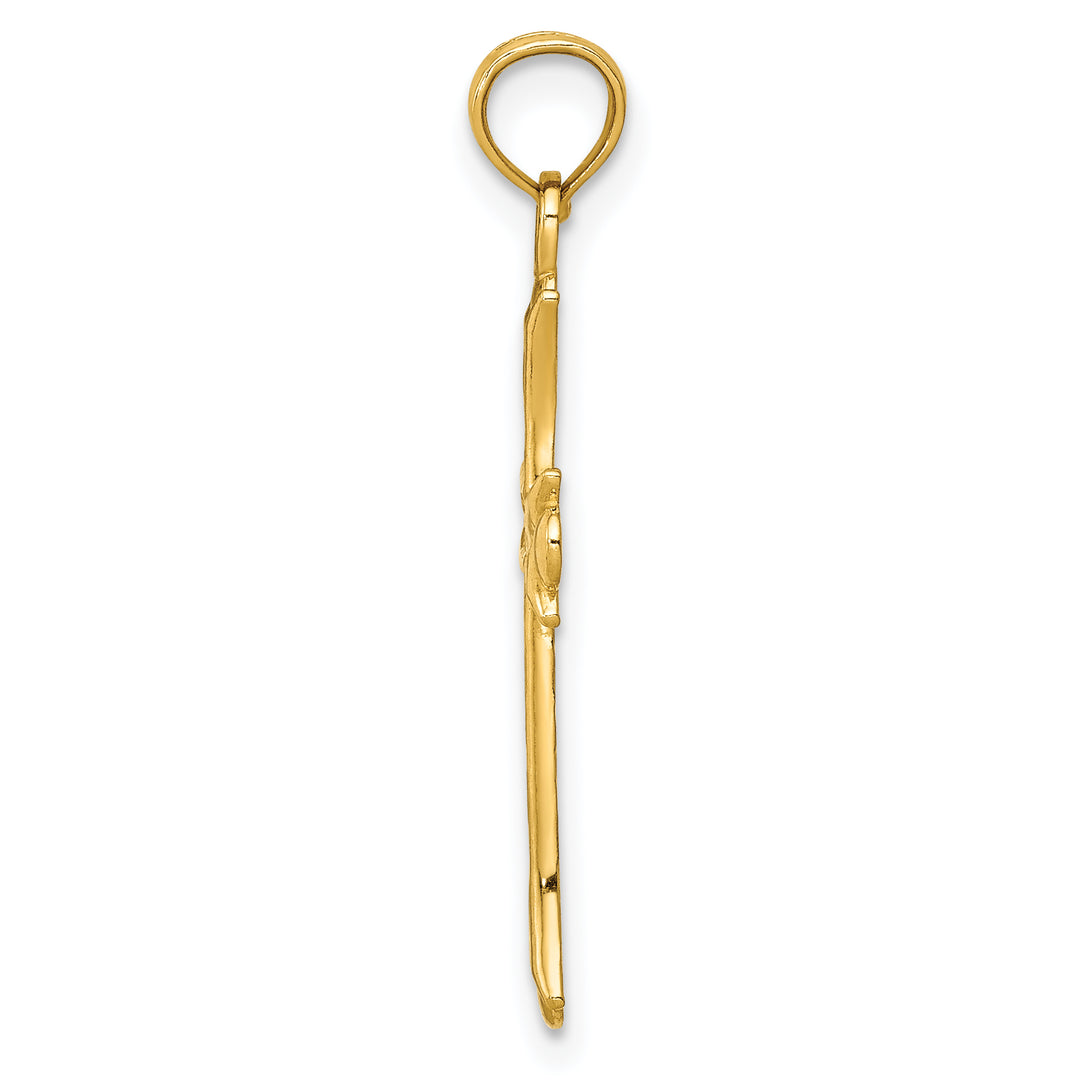14k Fleur De Lis Cross Pendant