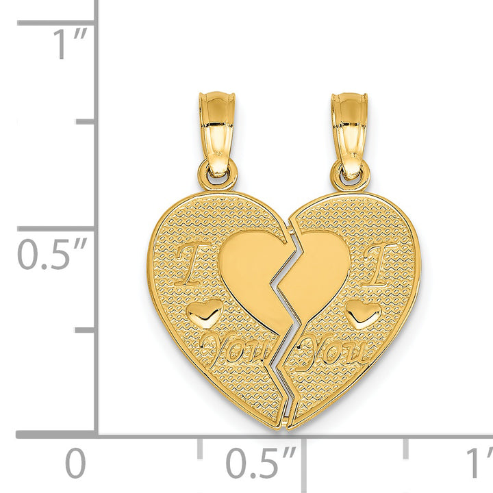 14k I LOVE YOU Break Apart Heart Charm