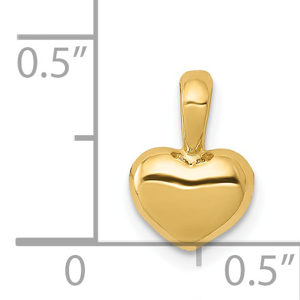14K Polished Domed Heart Charm
