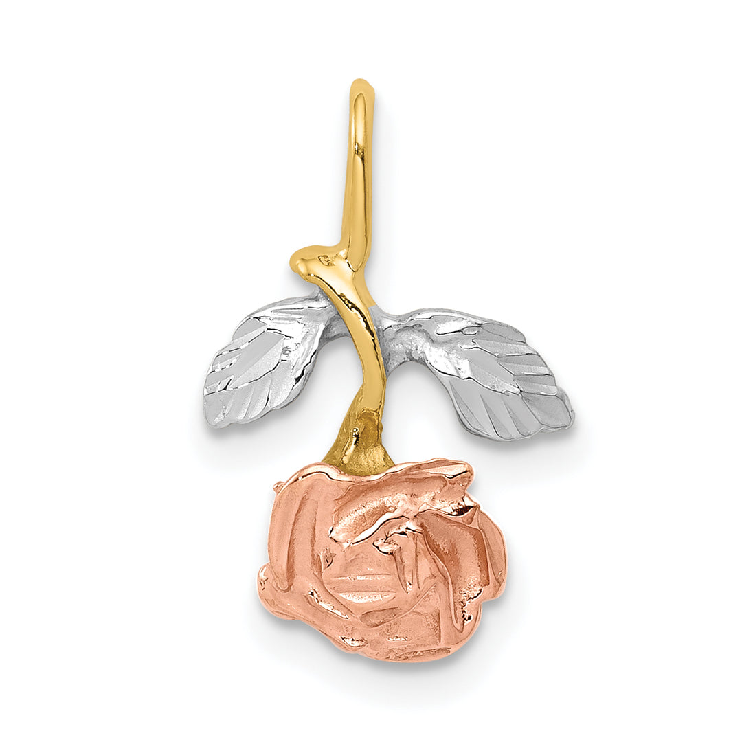 14ky w/White and Rose Rhodium Rose Chain Slide