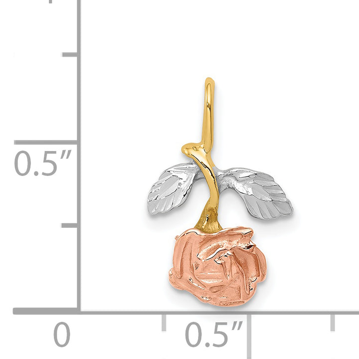 14ky w/White and Rose Rhodium Rose Chain Slide
