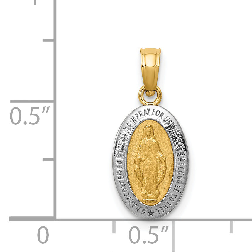 14k w/Rhodium Miraculous Medal Charm