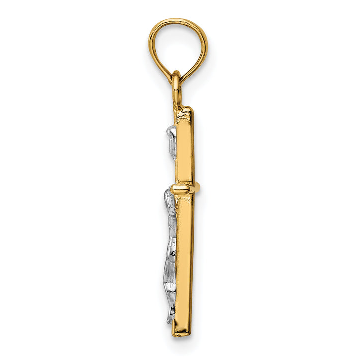 14k Two-tone INRI Crucifix Pendant