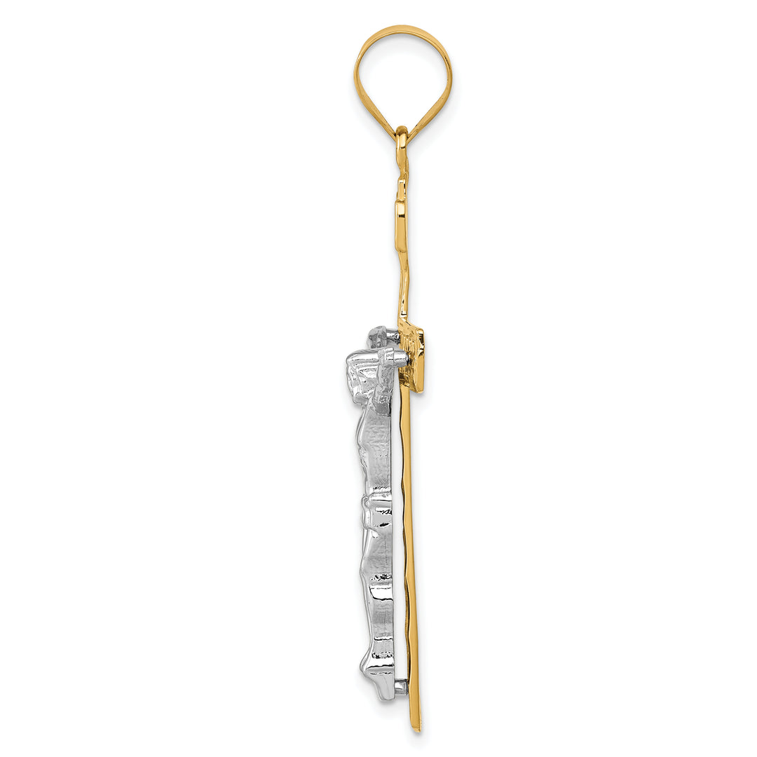 14k Two-tone INRI Crucifix Pendant