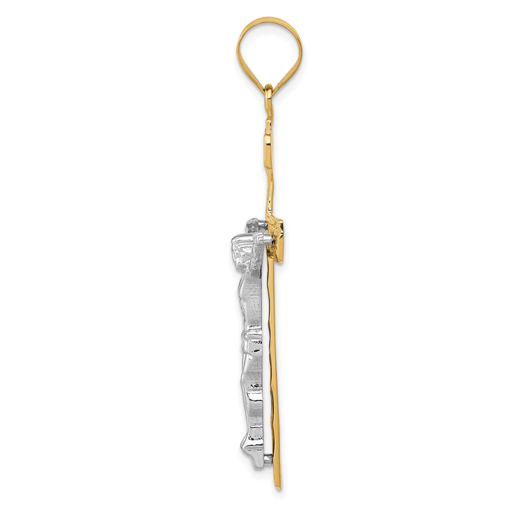 14k Two-tone INRI Crucifix Pendant