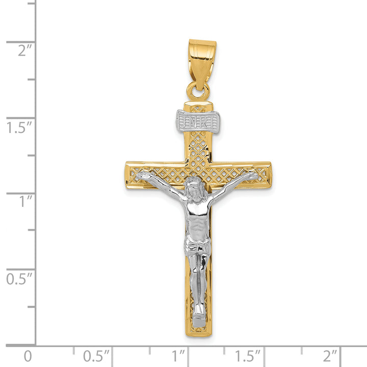 14k Two-tone INRI Crucifix Pendant