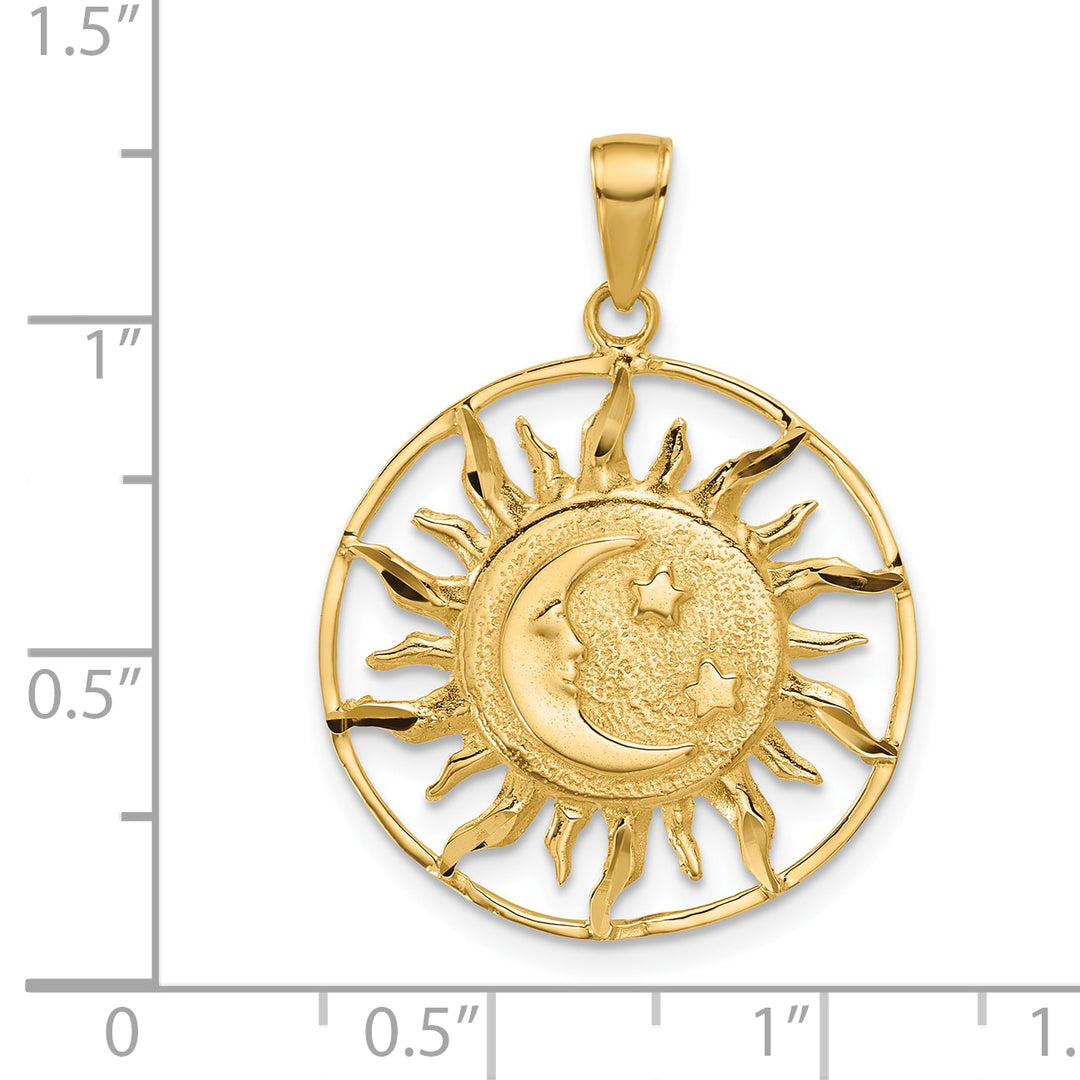 14k Diamond-cut Sun with Moon and Stars Charm