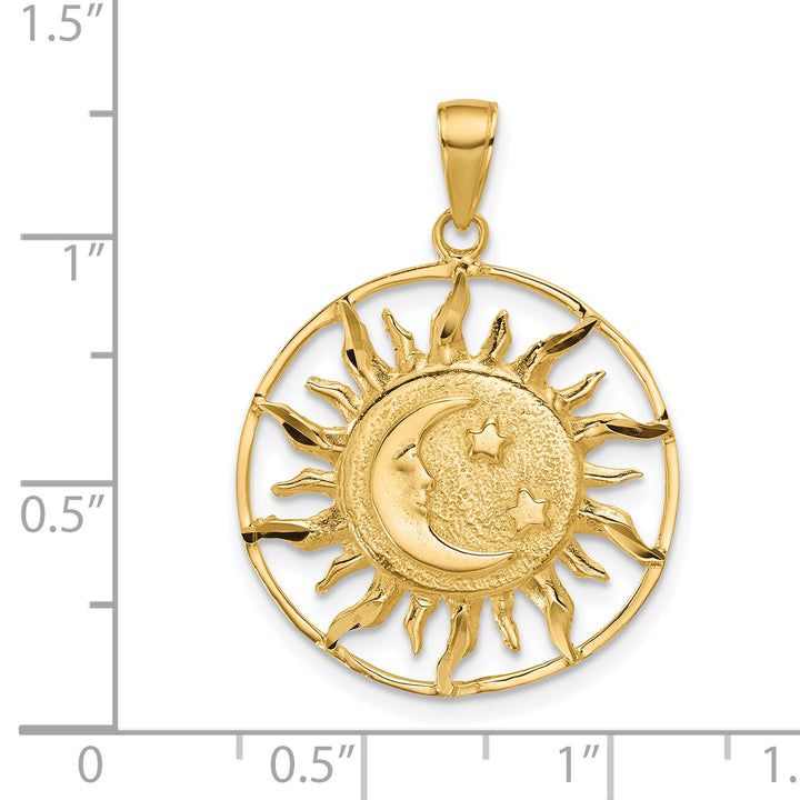 14k Diamond-cut Sun with Moon and Stars Charm