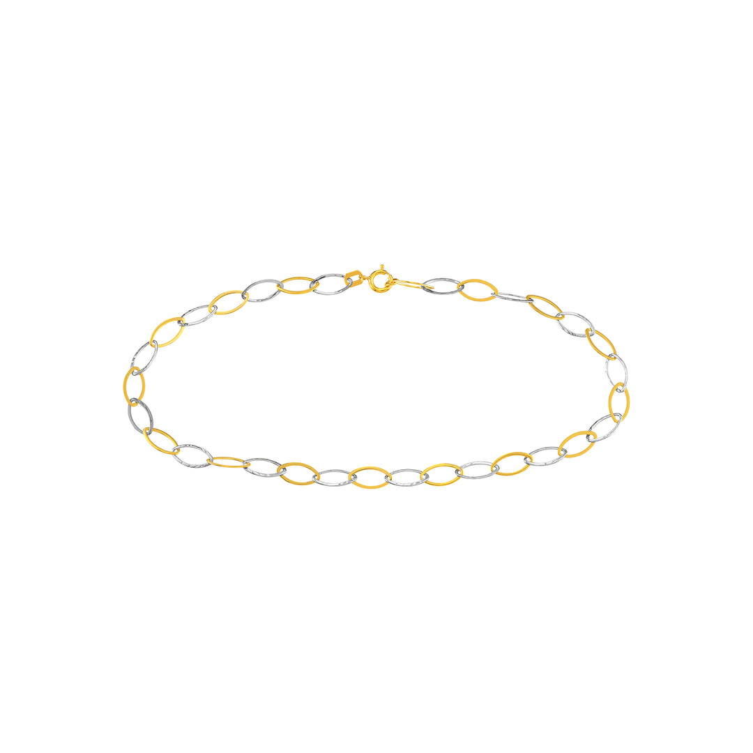 Two-Tone Oval Stamping Link Chain Anklet