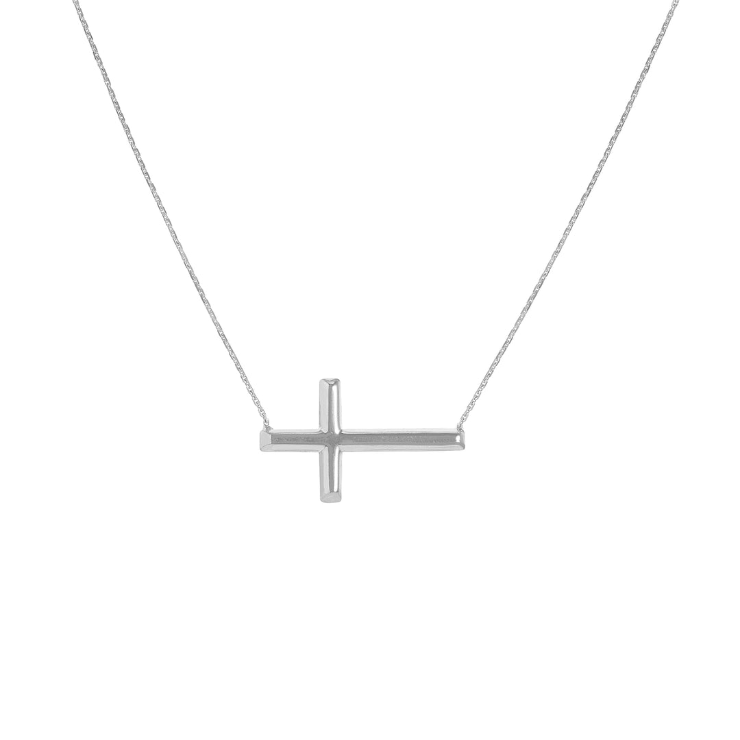 Sterling Silver Sideways Cross Necklace