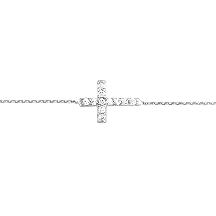 Sideways Mini CZ Cross Adjustable Bracelet