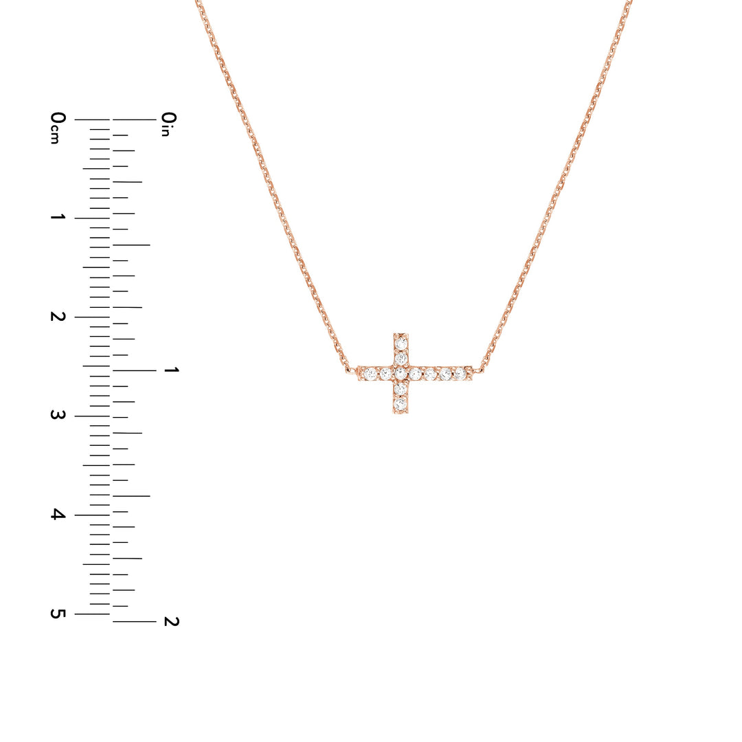 Sideways Mini CZ Cross Adjustable Necklace