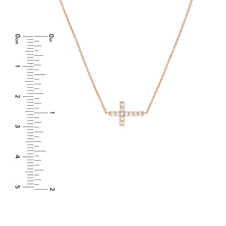 Sideways Mini CZ Cross Adjustable Necklace