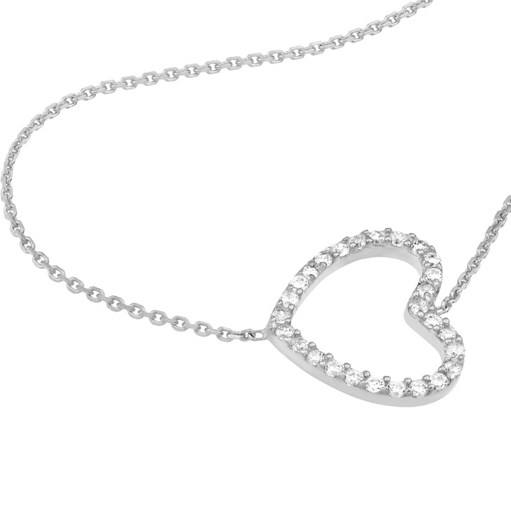 Plated Sterling Silver Sideways Heart Necklace