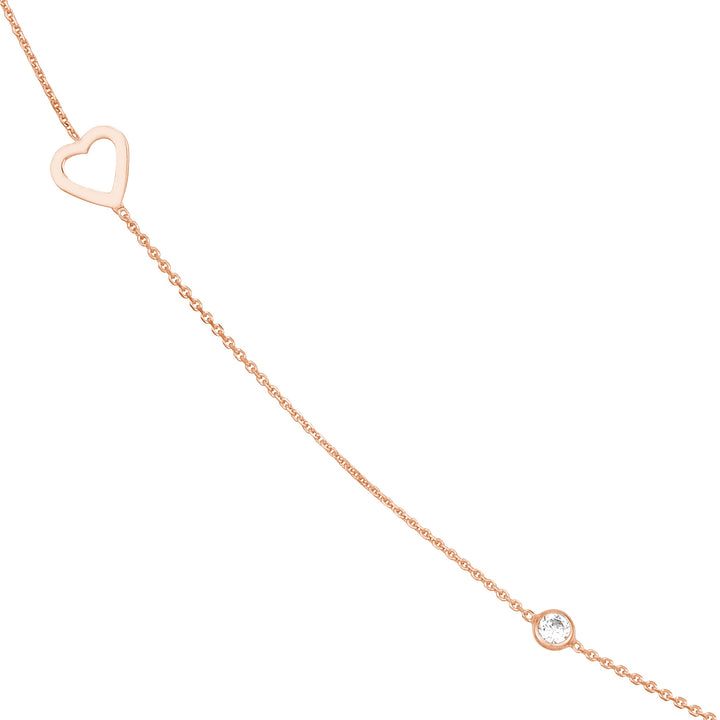 Sterling Silver CZ and Open Heart Station Long Necklace