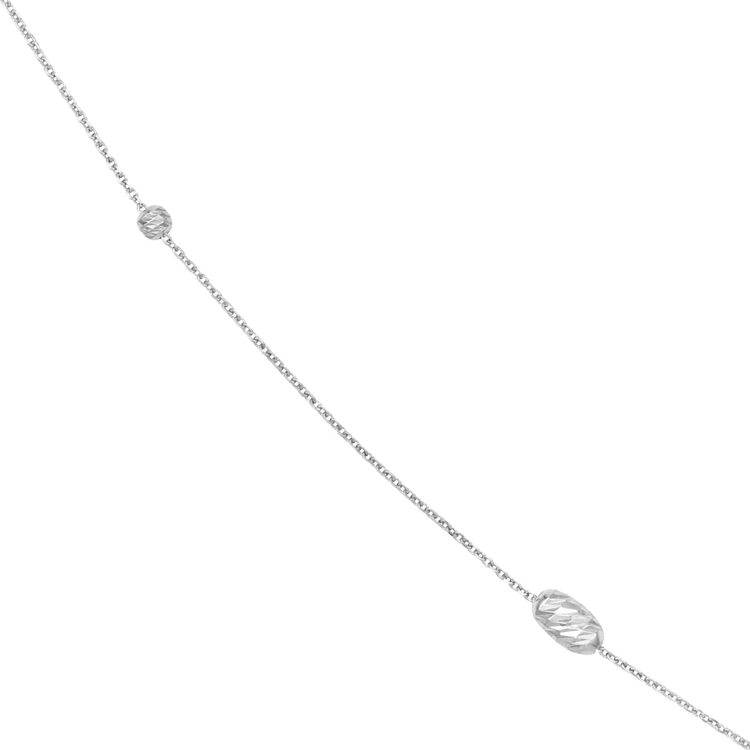 Sterling Silver Diamond-Cut Bead Station Long Necklace
