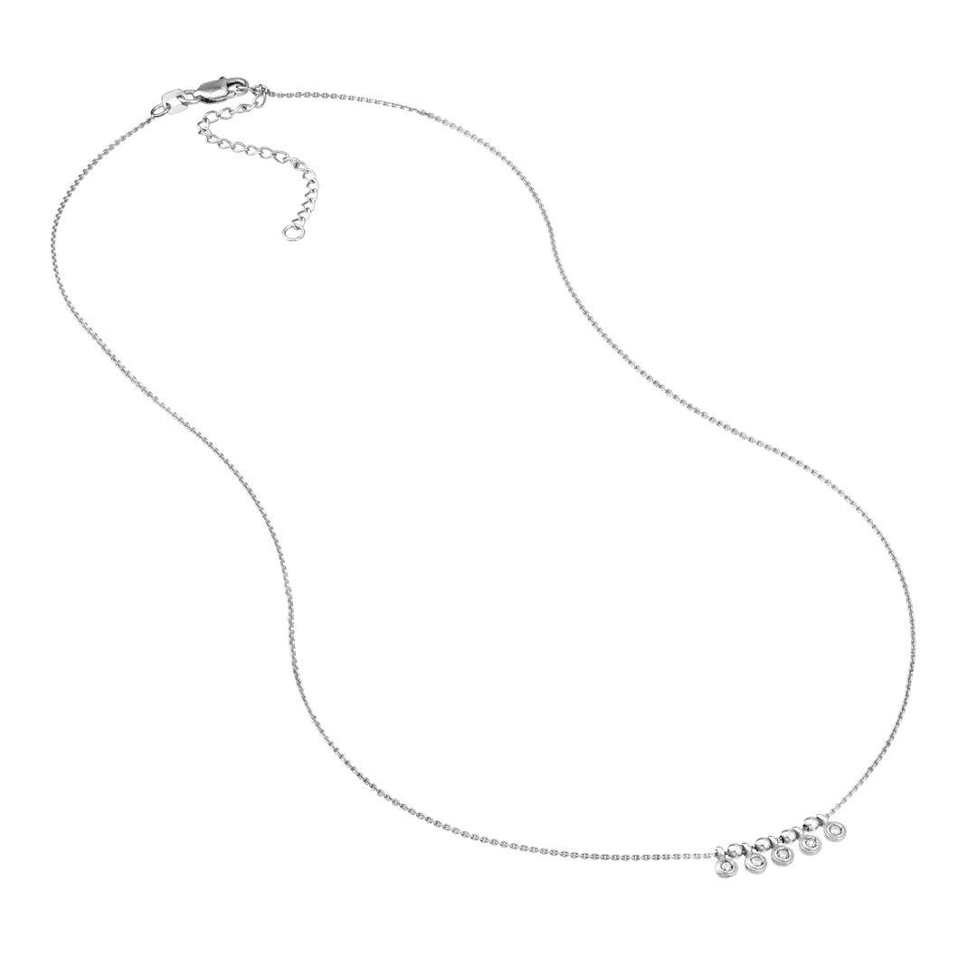 Mini Diamond Bezel and Bead Necklace