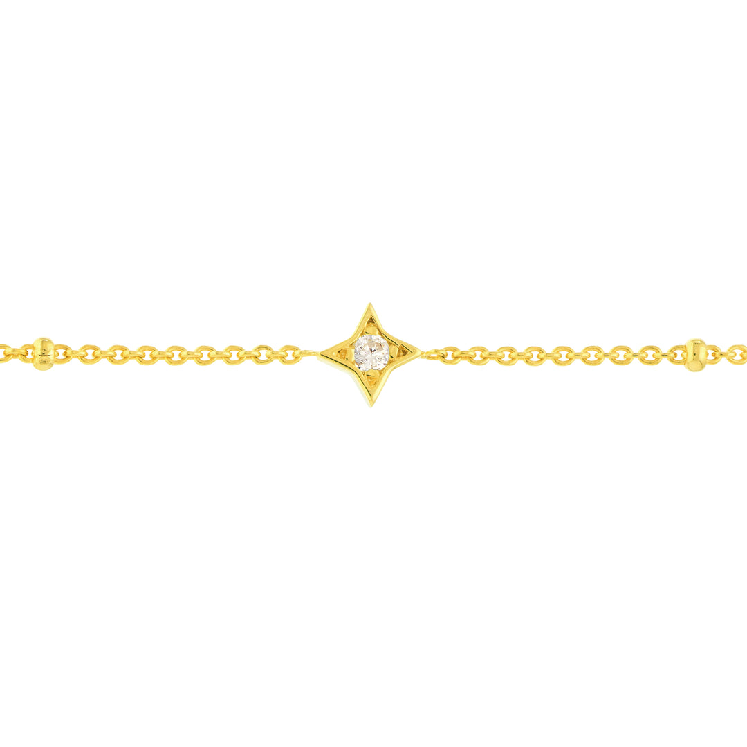 Diamond Star Bezels and Beads Bracelet