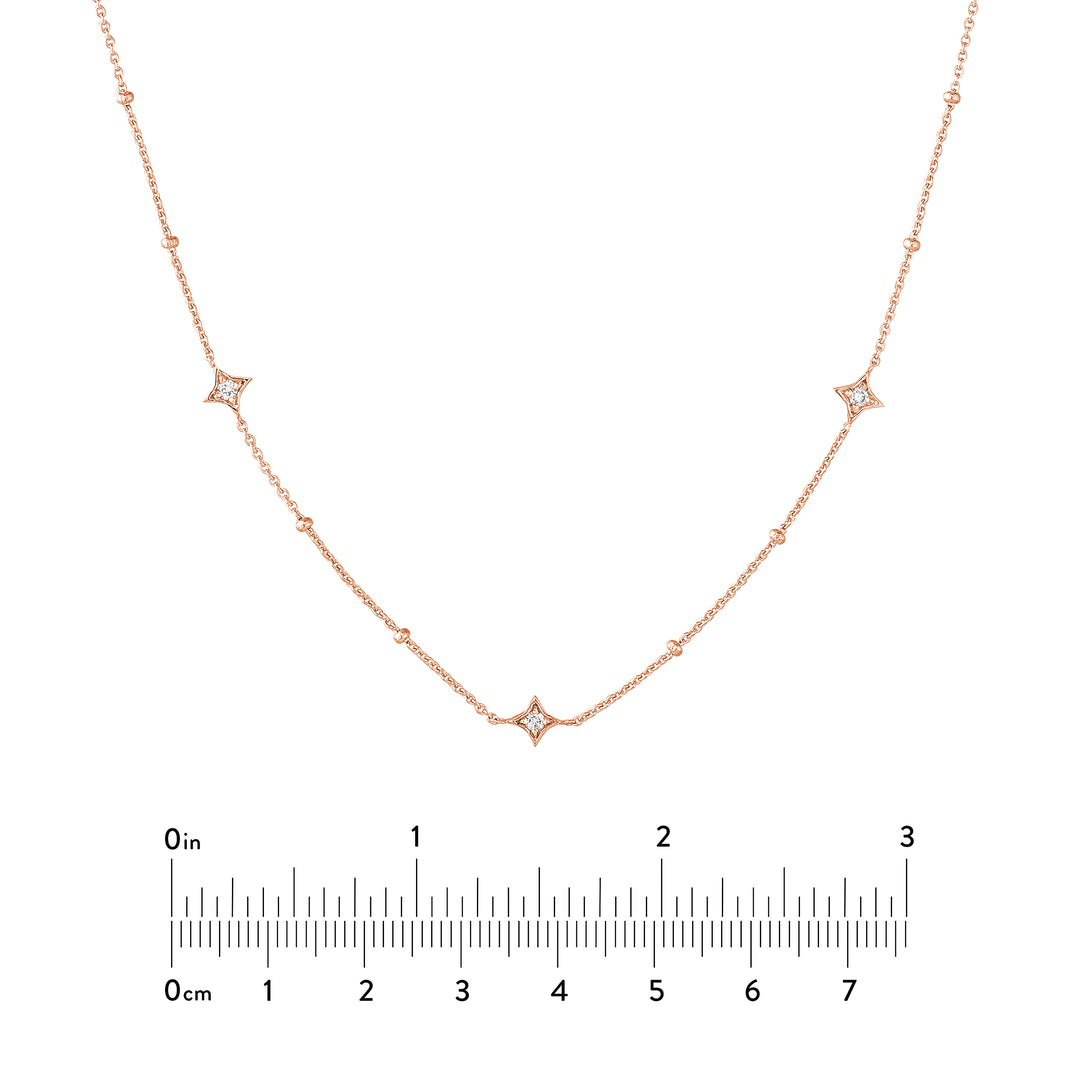 Diamond Star Bezels and Beads Necklace
