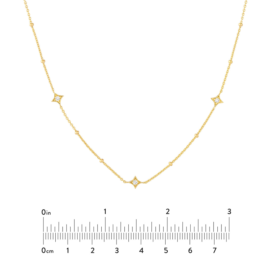 Diamond Star Bezels and Beads Necklace