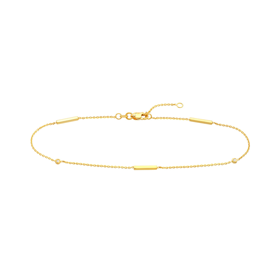 3pt Diamond Bezels and Bars Anklet