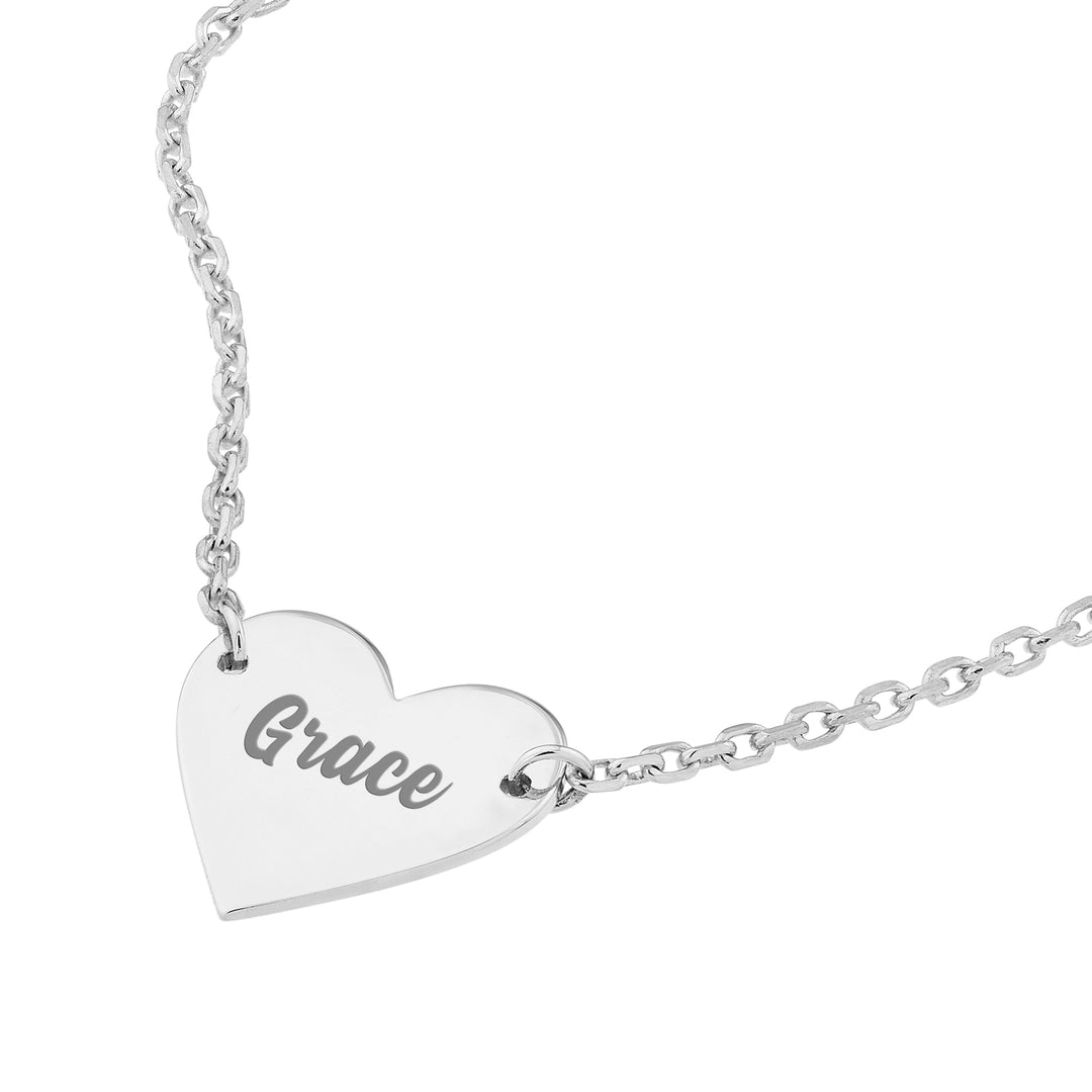 Plated Sterling Silver Polished Heart Necklace