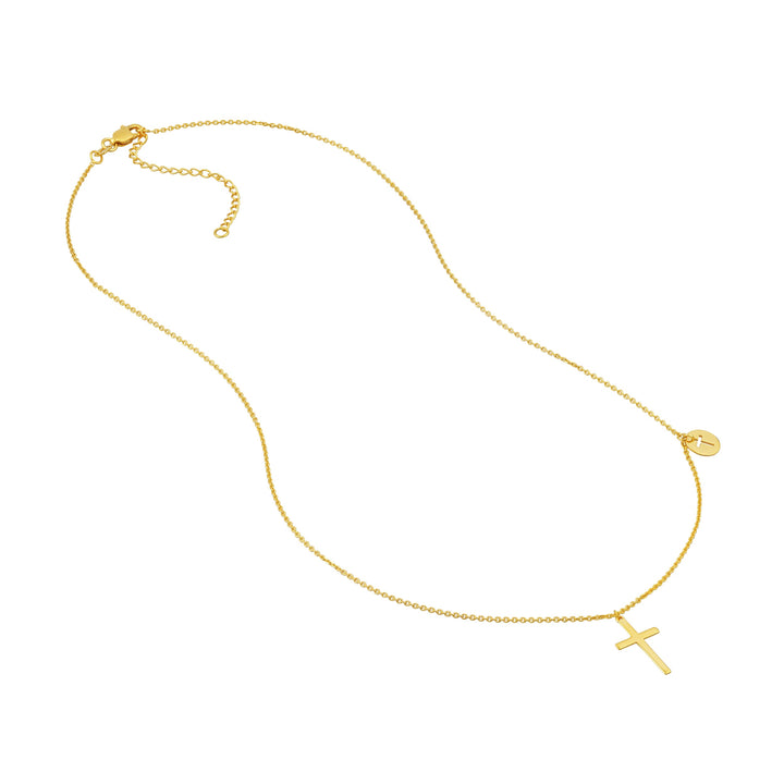 Cross Necklace with Cutout Cross Disc Dangle