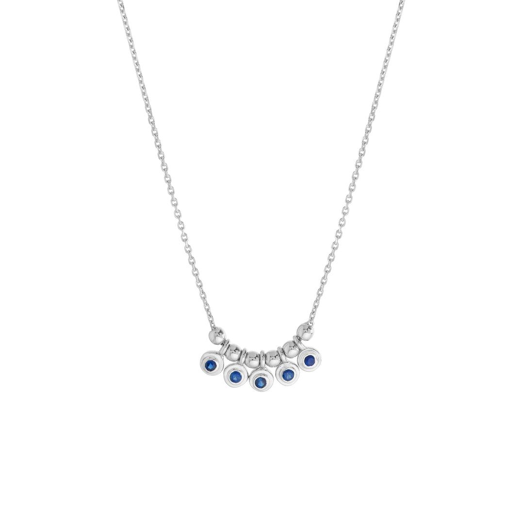 Mini Sapphire Bezel and Bead Station Necklace