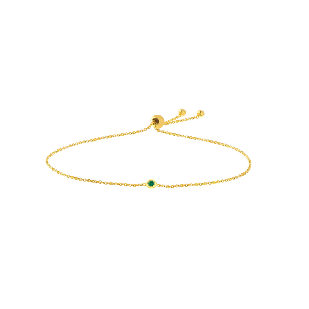 Mini Emerald Bezel Bolo Bracelet