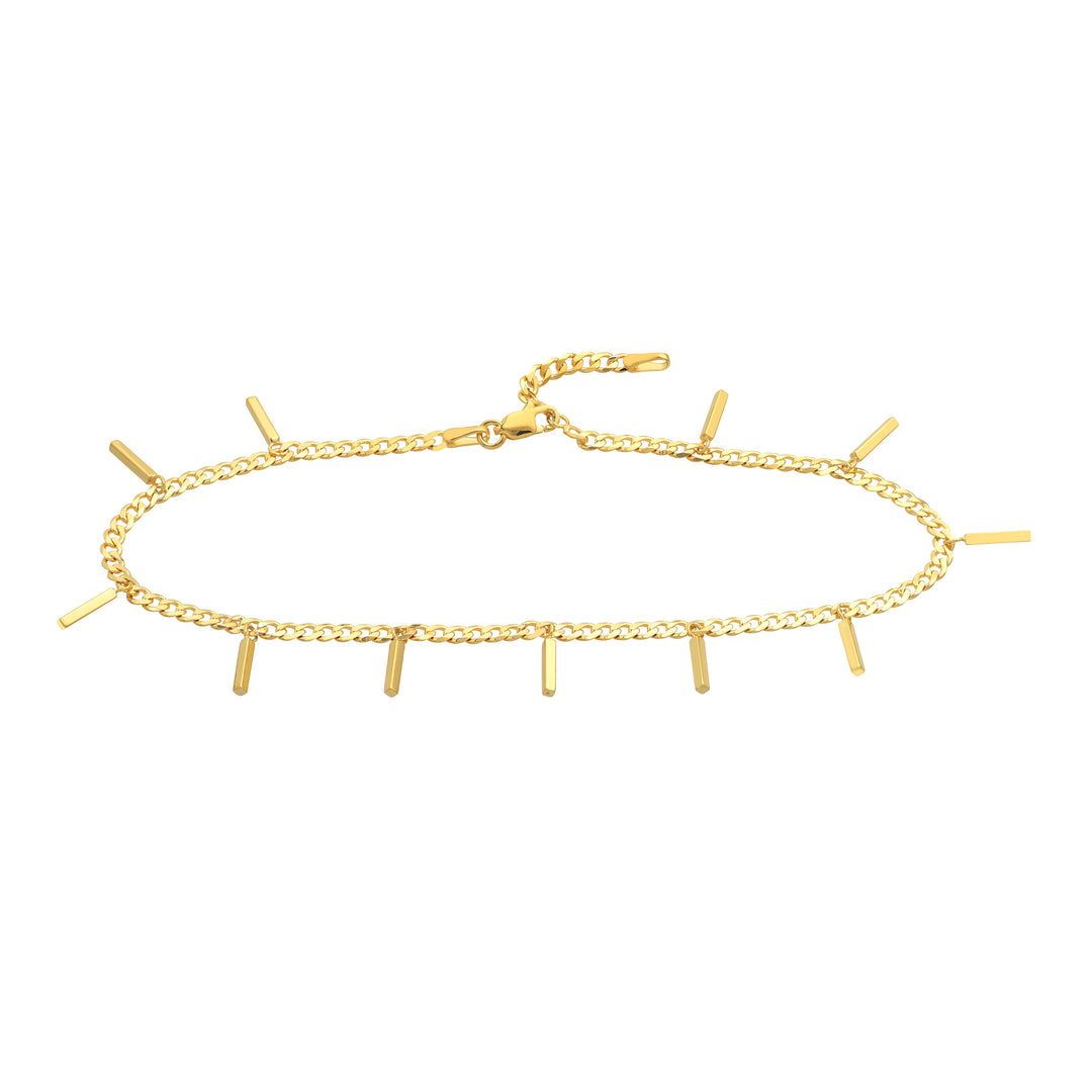 Bar Dangles on Open Curb Chain Adjustable Anklet