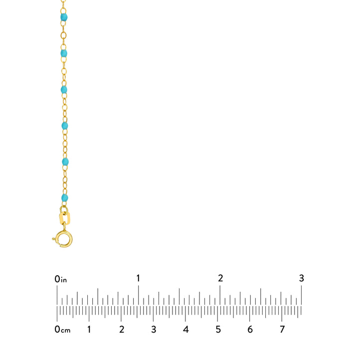 Light Turquoise Enamel Bead on Piatto Chain
