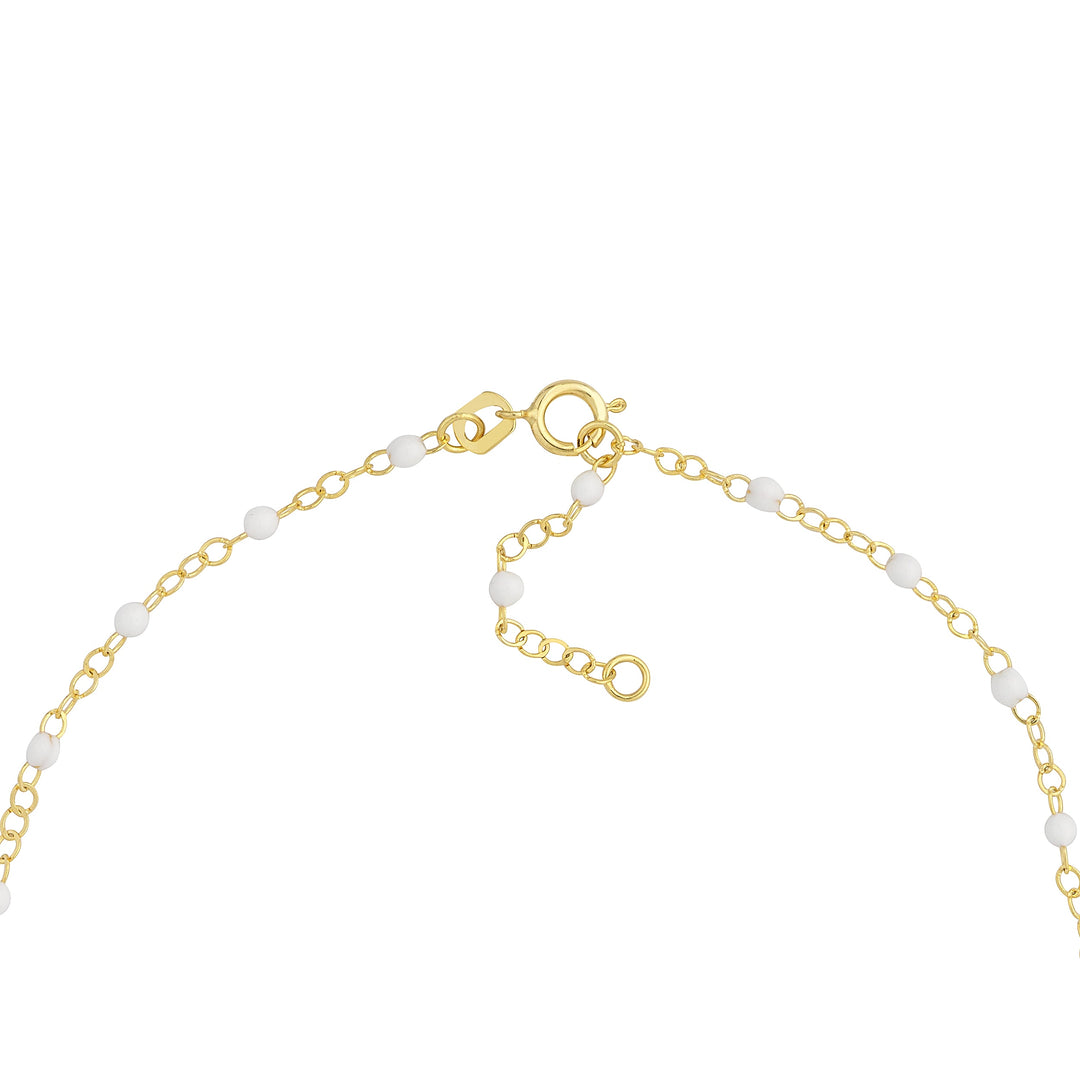 White Enamel Bead on Piatto Chain