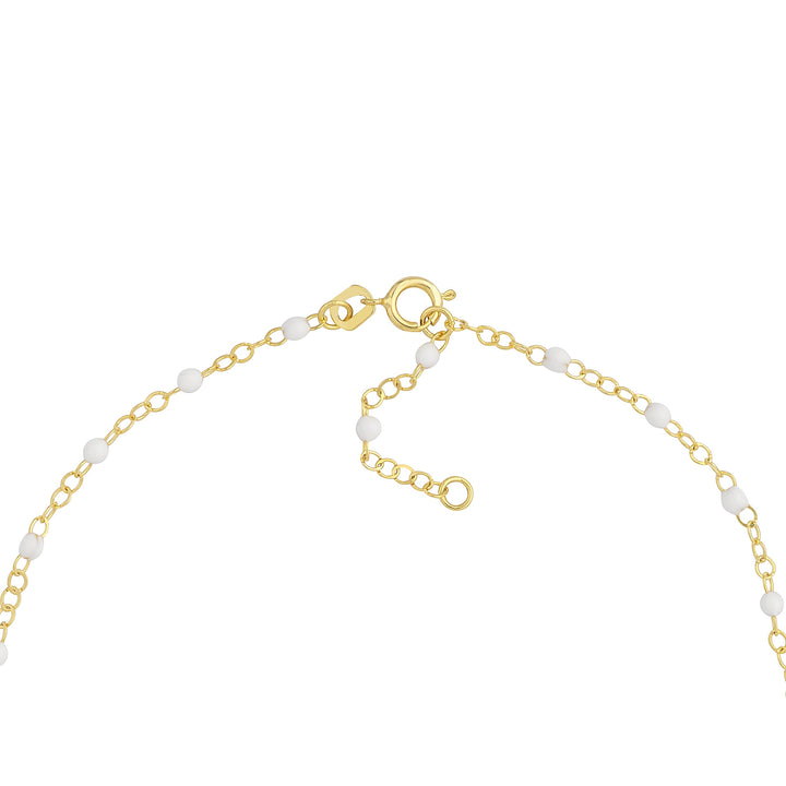 White Enamel Bead on Piatto Chain