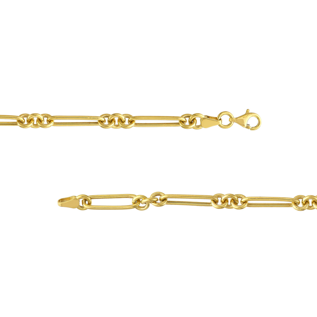 3+1 Hollow Fancy Rounded Paper Clip Chain with Pear Lock