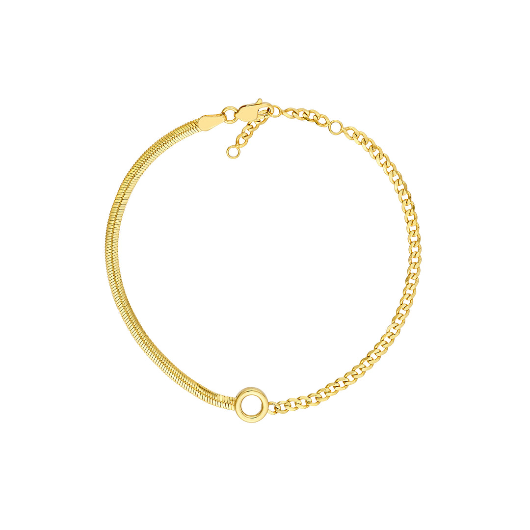 50/50 Snake + Curb Circle Station Bracelet Adjustable LL