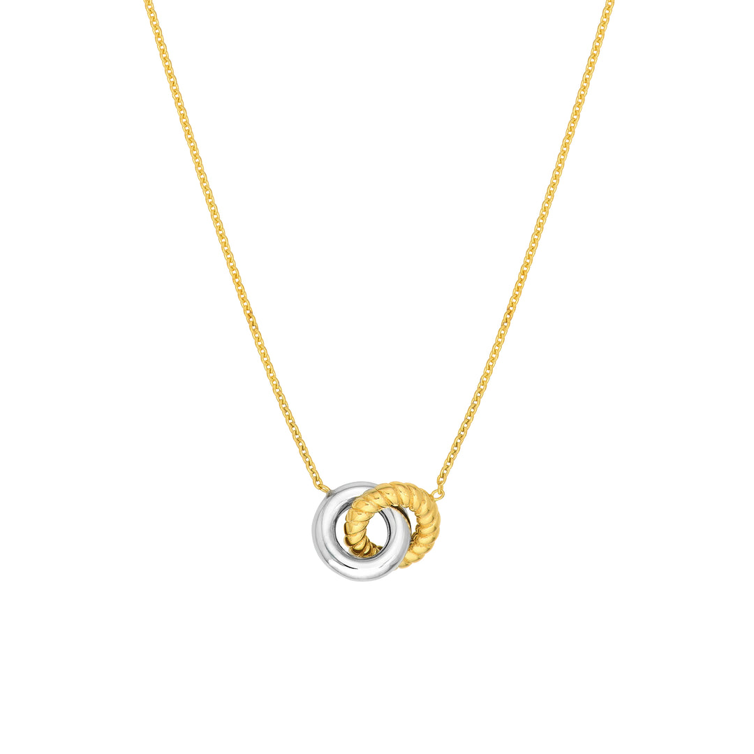 Two-Tone Interlocking Texture Circle Necklace
